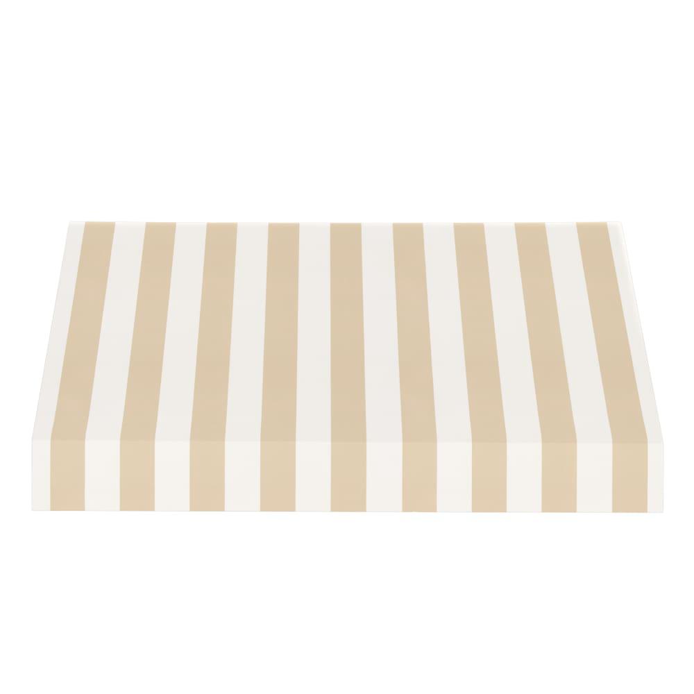 Awntech 6.375 ft New Yorker Fixed Awning Acrylic Fabric, Linen/White Stripe
