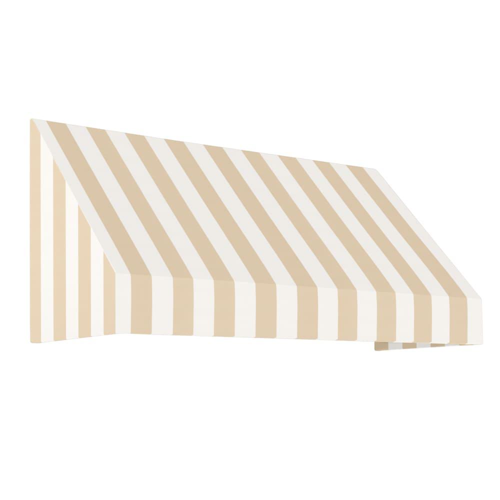 Awntech 6.375 ft New Yorker Fixed Awning Acrylic Fabric, Linen/White Stripe
