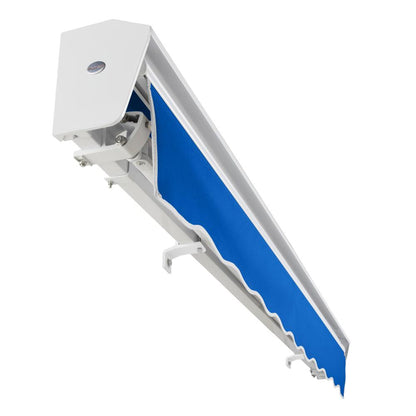 20' x 10' Destin Manual Patio Retractable Awning Acrylic Fabric, Bright Blue