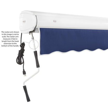18' x 10' Full Cassette Left Motor Left Motorized Patio Retractable Awning, Navy