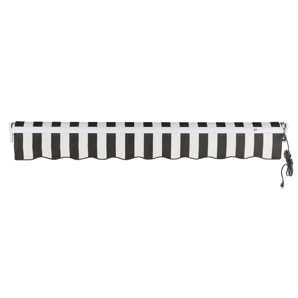 18' x 10' Maui Right Motorized Patio Retractable Awning, Black/White Stripe