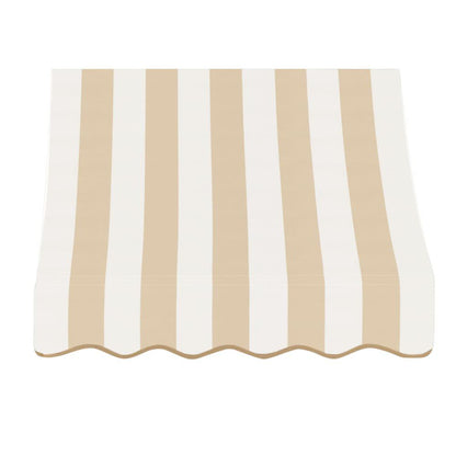 Awntech 4.375 ft Nantucket Fixed Awning Acrylic Fabric, Linen/White Stripe