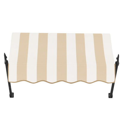 Awntech 3.375 ft New Orleans Fixed Awning Acrylic Fabric, Linen/White Stripe