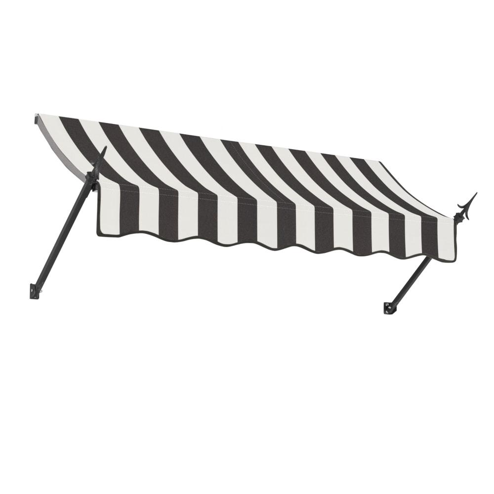 Awntech 8.375 ft New Orleans Fixed Awning Acrylic Fabric, Black/White Stripe