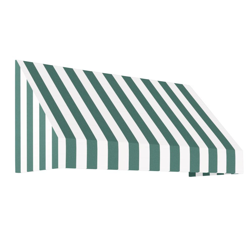 Awntech 10.375 ft New Yorker Fixed Awning Acrylic Fabric, Forest/White Stripe