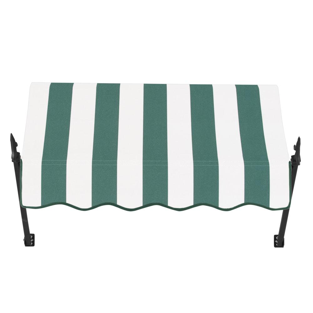 Awntech 4.375 ft New Orleans Fixed Awning Acrylic Fabric, Forest/White Stripe