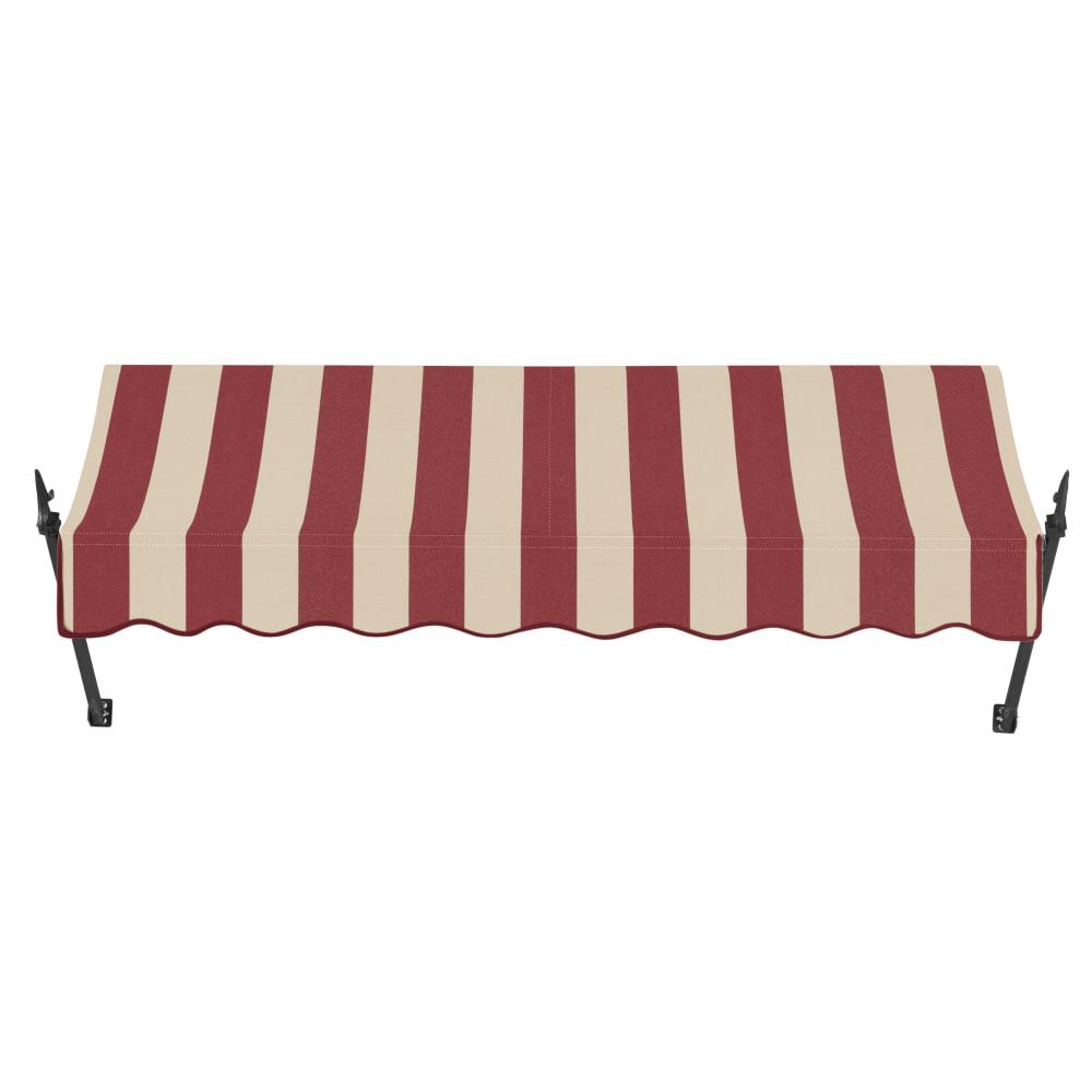 Awntech 10.375 ft New Orleans Fixed Awning Acrylic Fabric, Burgundy/Tan Stripe
