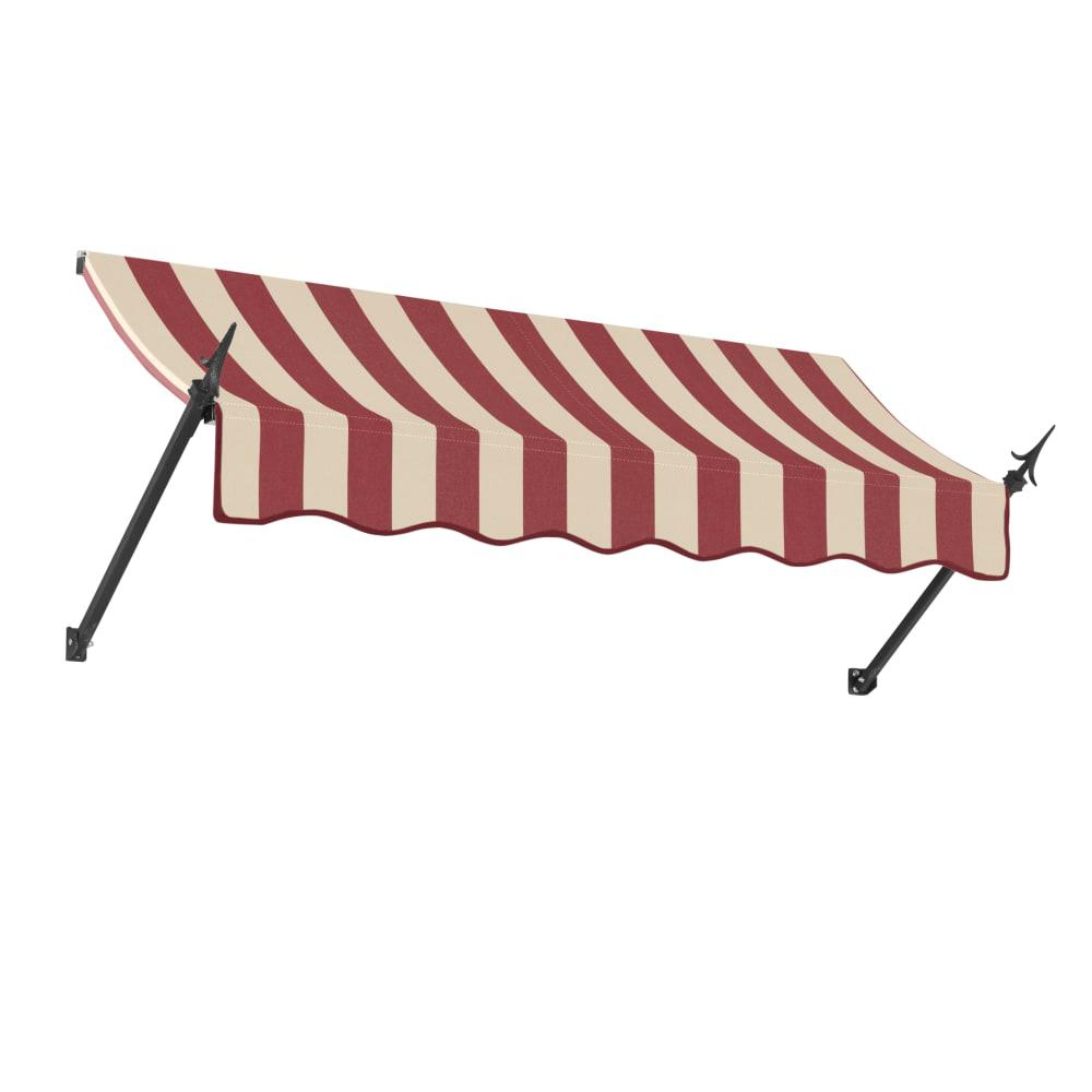 Awntech 10.375 ft New Orleans Fixed Awning Acrylic Fabric, Burgundy/Tan Stripe