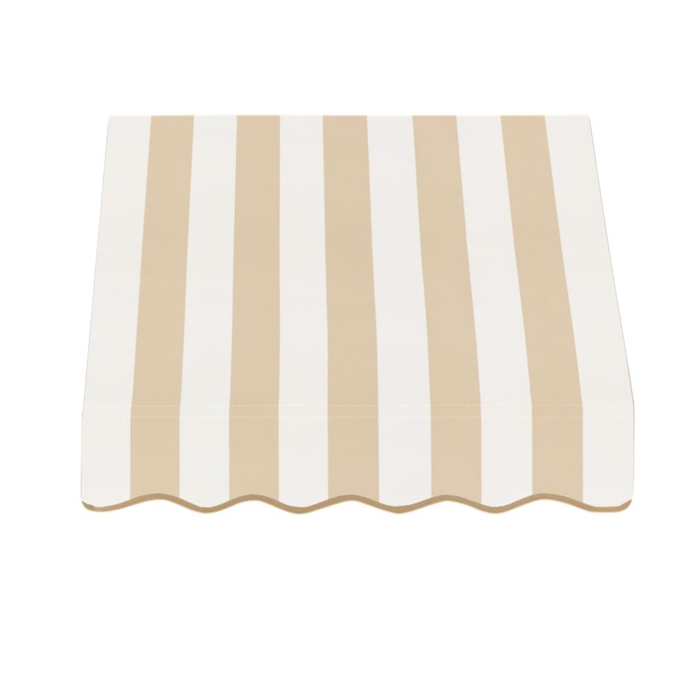 Awntech 4.375 ft San Francisco Fixed Awning Acrylic Fabric, Linen/White Stripe