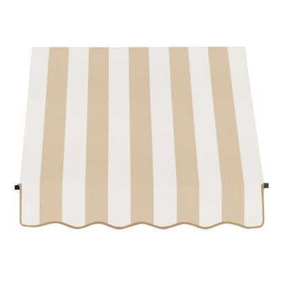 Awntech 4.375 ft Santa Fe Fixed Awning Acrylic Fabric, Linen/White Stripe