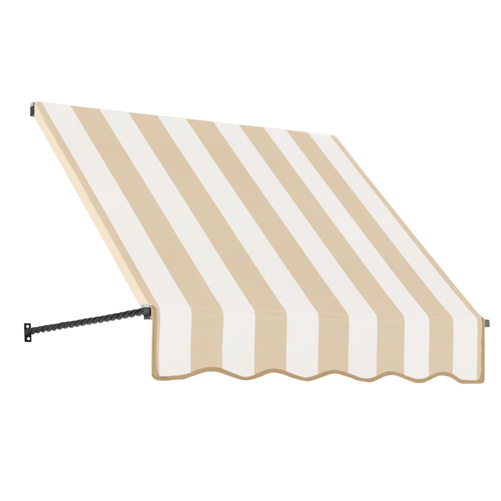 Awntech 4.375 ft Santa Fe Fixed Awning Acrylic Fabric, Linen/White Stripe