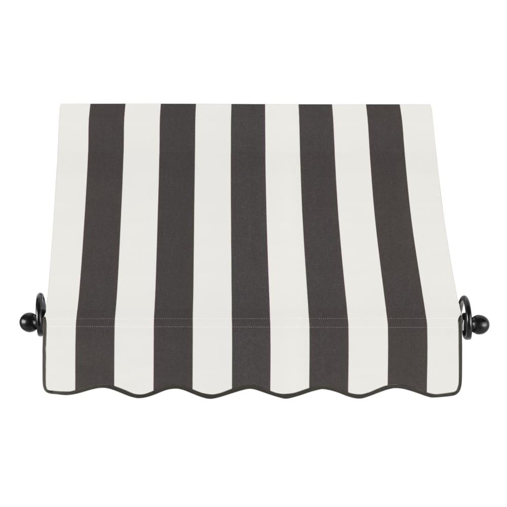 Awntech 3.375 ft Charleston Fixed Awning Acrylic Fabric, Black/White Stripe