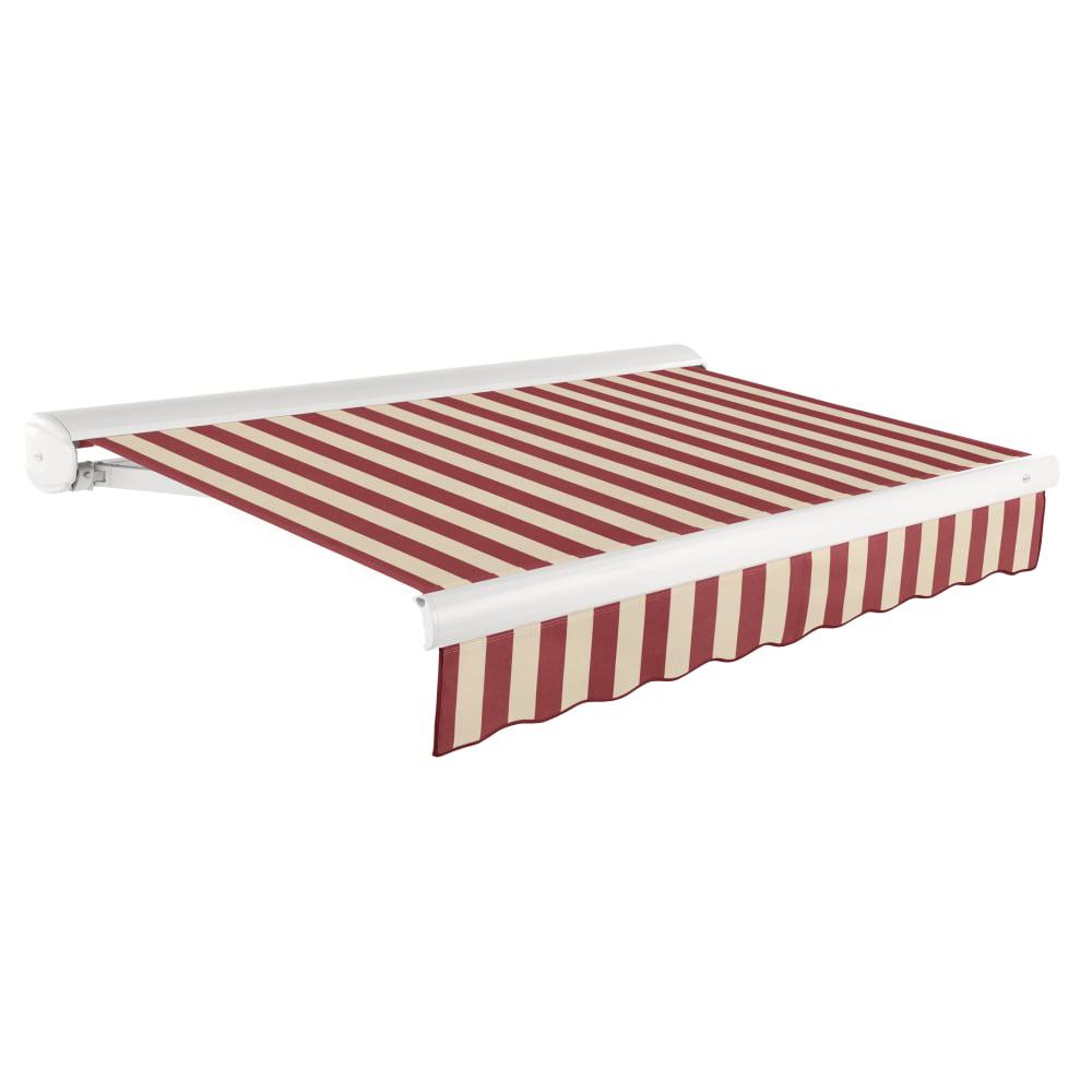 24' x 10' Full Cassette Manual Patio Retractable Awning, Burgundy/Tan Stripe