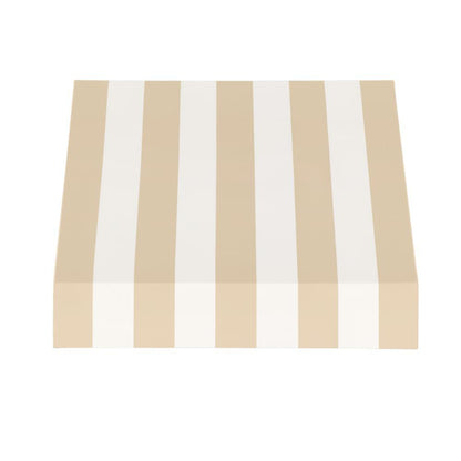 Awntech 3.375 ft New Yorker Fixed Awning Acrylic Fabric, Linen/White Stripe
