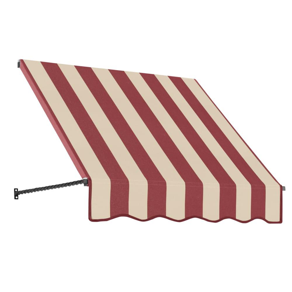 Awntech 3.375 ft Santa Fe Fixed Awning Acrylic Fabric, Burgundy/Tan Stripe