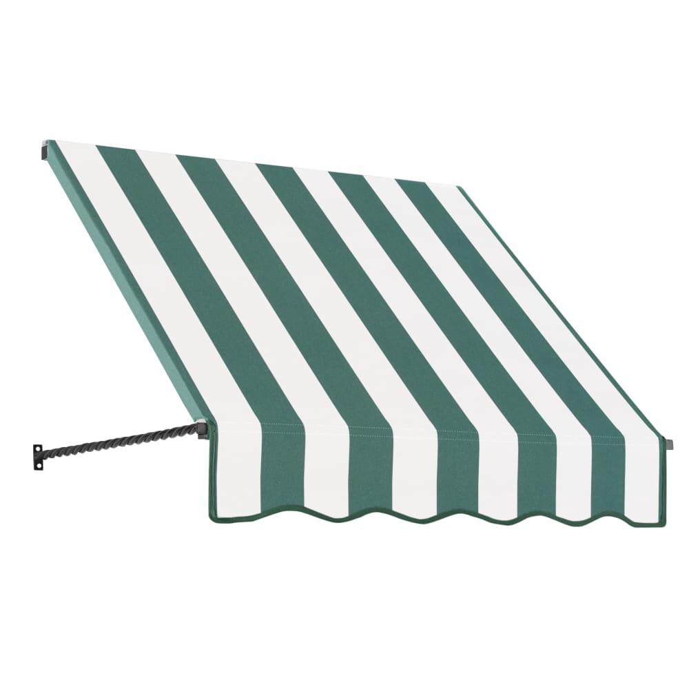 Awntech 3.375 ft Santa Fe Fixed Awning Acrylic Fabric, Forest/White Stripe