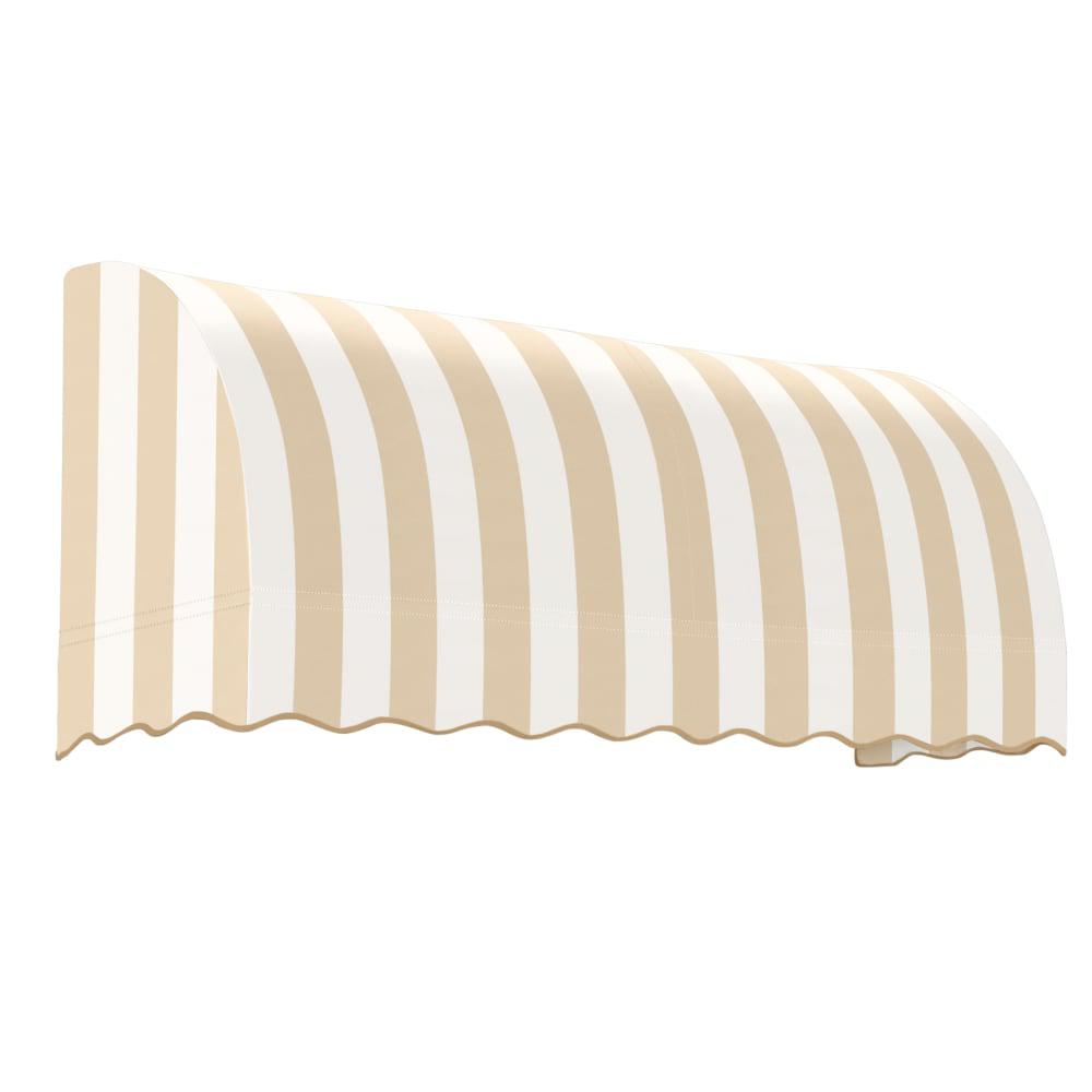 Awntech 6.375 ft Savannah Fixed Awning Acrylic Fabric, Linen/White Stripe