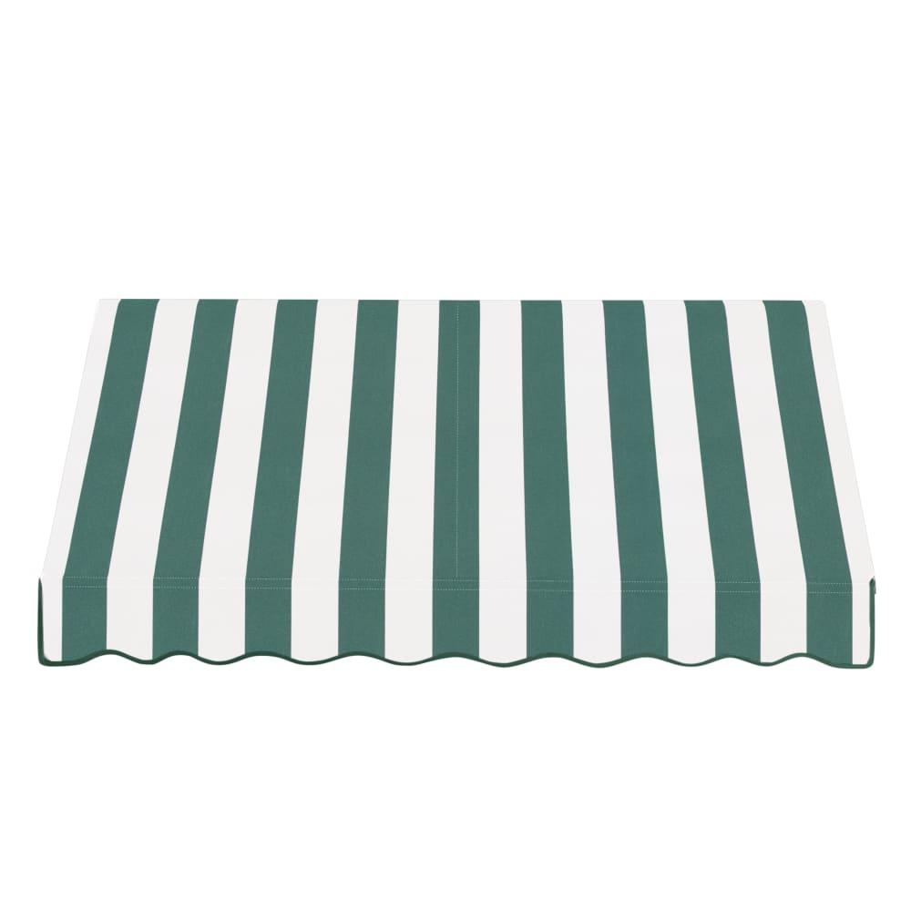 Awntech 8.375 ft Dallas Retro Fixed Awning Acrylic Fabric, Forest/White Stripe