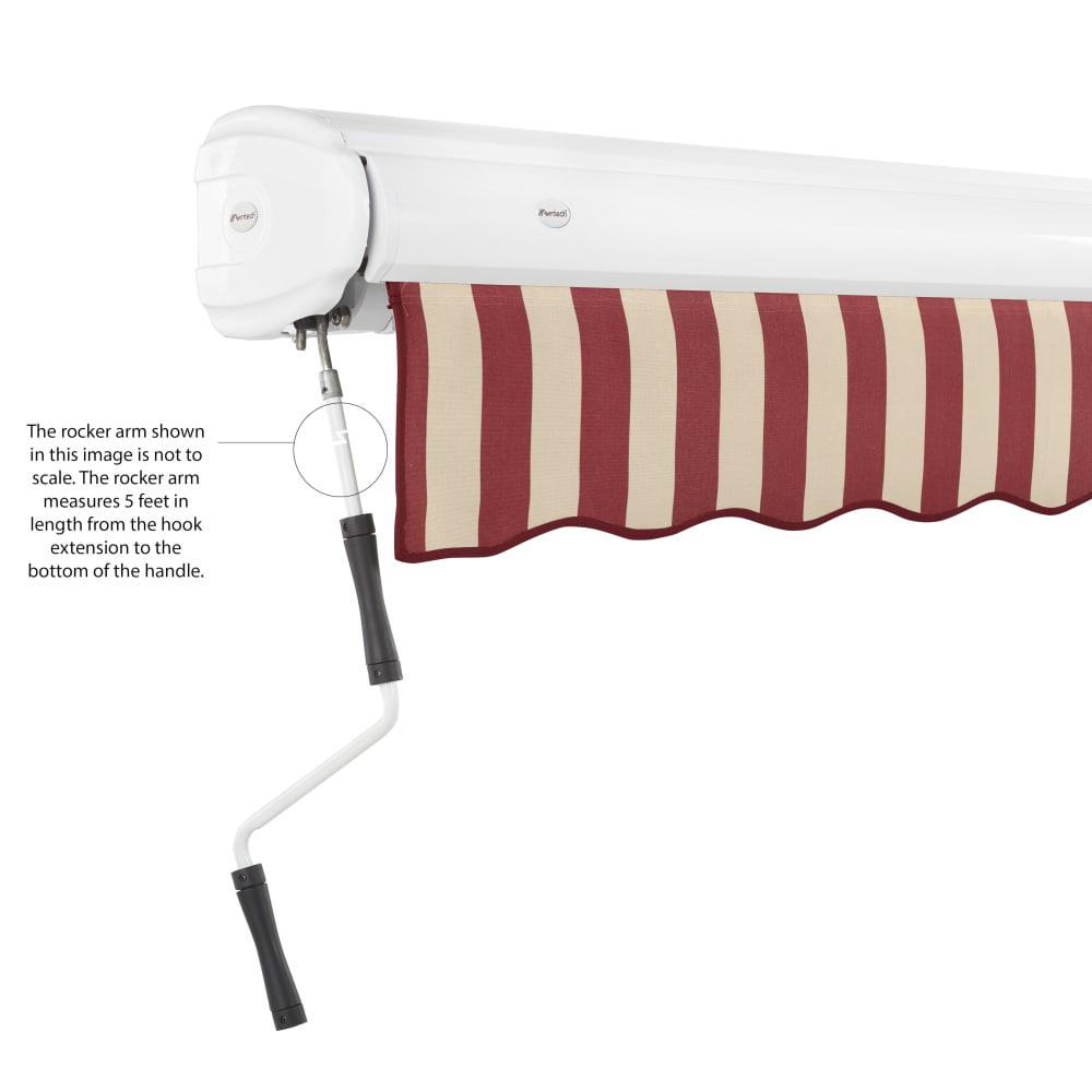 8' x 6.5' Full Cassette Manual Patio Retractable Awning, Burgundy/Tan Stripe