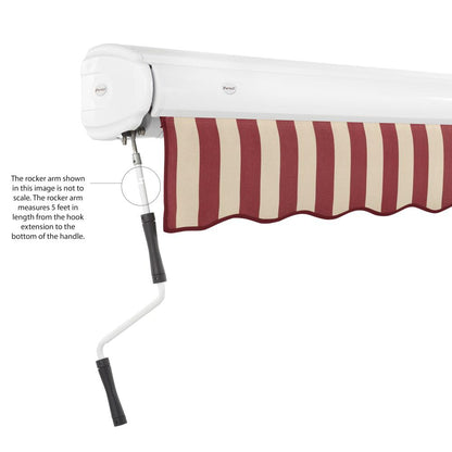 8' x 6.5' Full Cassette Manual Patio Retractable Awning, Burgundy/Tan Stripe