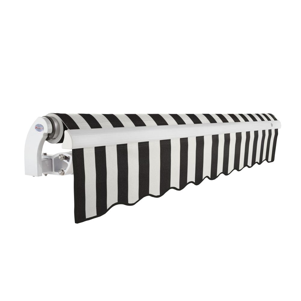 8' x 6.5' Maui Right Motorized Patio Retractable Awning, Black/White Stripe