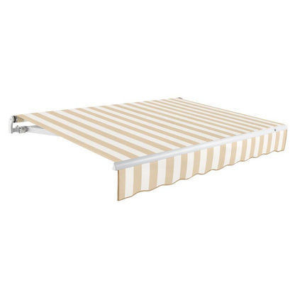 8' x 6.5' Maui Right Motorized Patio Retractable Awning, Linen/White Stripe