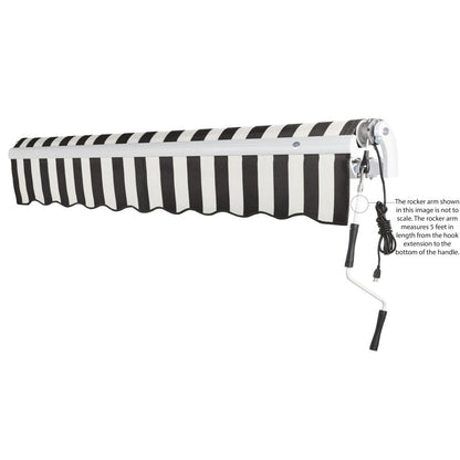 8' x 6.5' Maui Right Motorized Patio Retractable Awning, Black/White Stripe