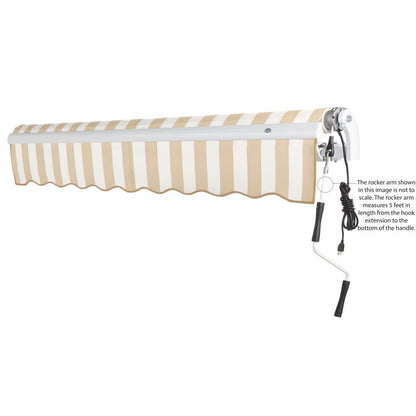8' x 6.5' Maui Right Motorized Patio Retractable Awning, Linen/White Stripe