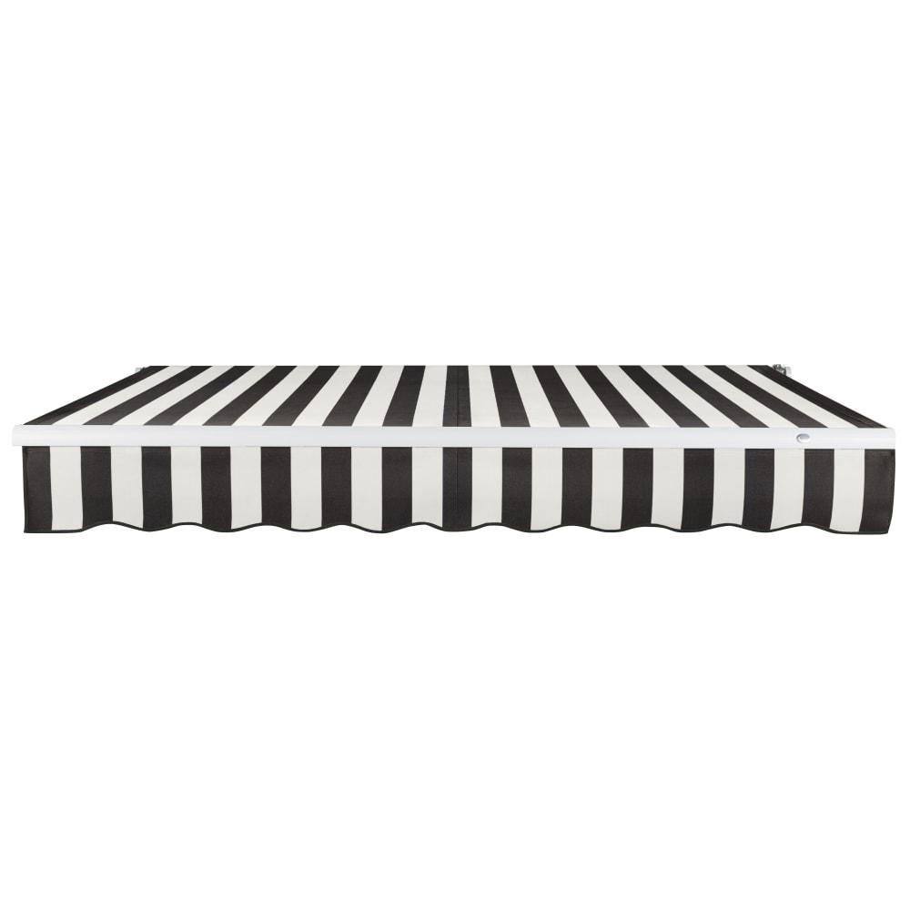 8' x 6.5' Maui Right Motorized Patio Retractable Awning, Black/White Stripe