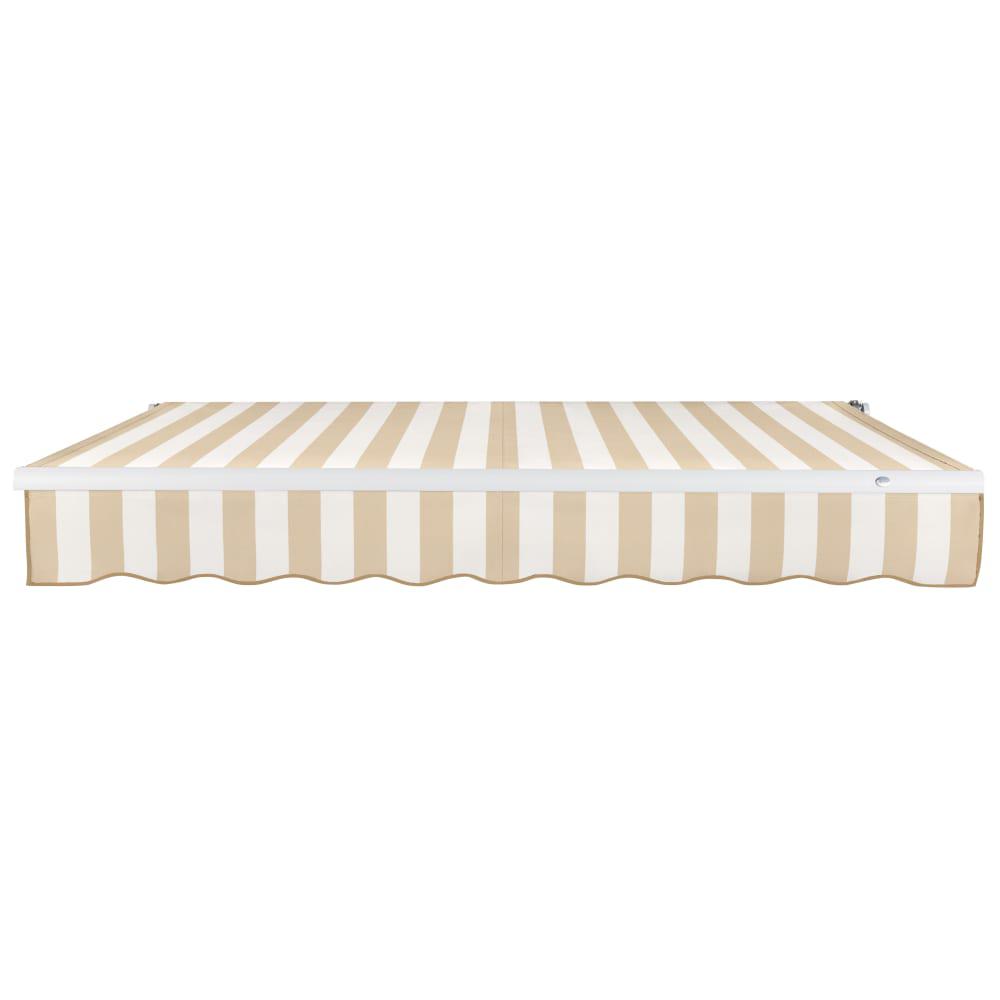 8' x 6.5' Maui Right Motorized Patio Retractable Awning, Linen/White Stripe