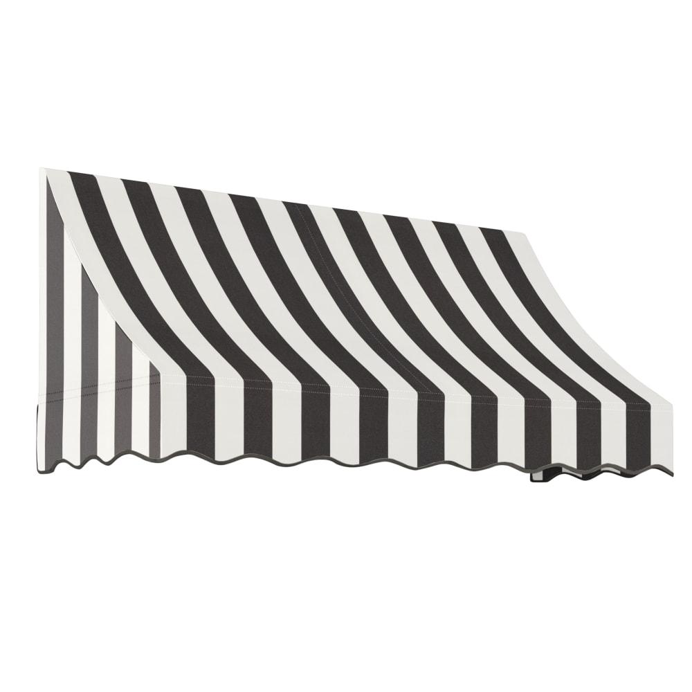Awntech 6.375 ft Nantucket Fixed Awning Acrylic Fabric, Black/White Stripe