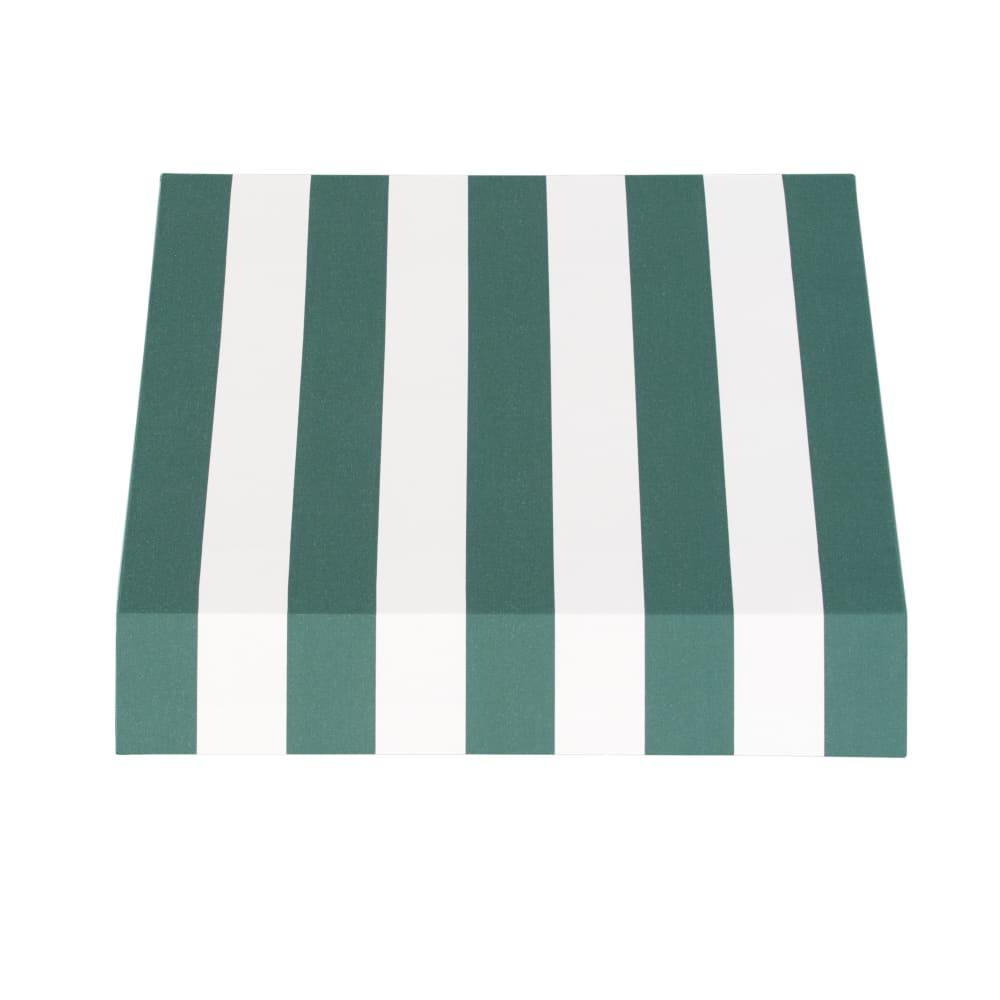 Awntech 4.375 ft New Yorker Fixed Awning Acrylic Fabric, Forest/White Stripe