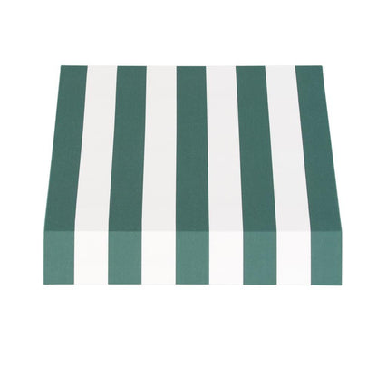 Awntech 4.375 ft New Yorker Fixed Awning Acrylic Fabric, Forest/White Stripe