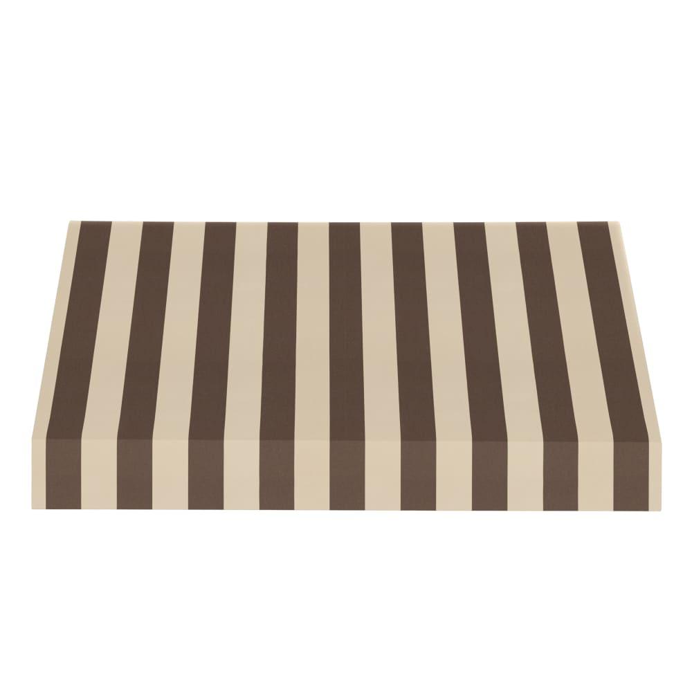 Awntech 8.375 ft New Yorker Fixed Awning Acrylic Fabric, Brown/Tan Stripe