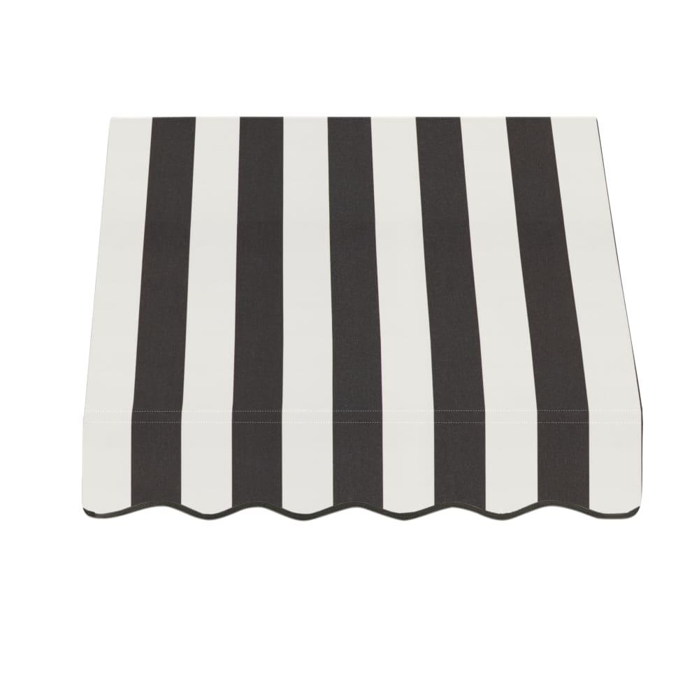Awntech 3.375 ft San Francisco Fixed Awning Acrylic Fabric, Black/White Stripe