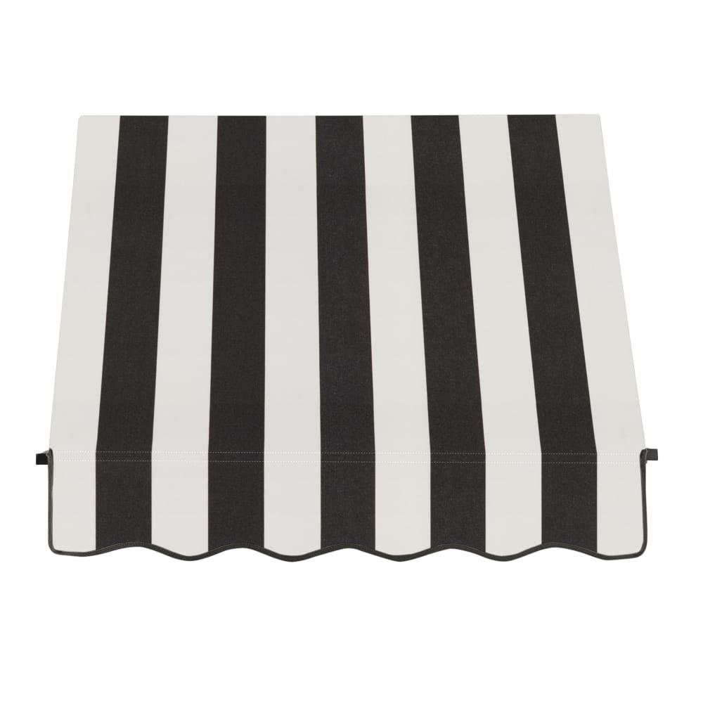 Awntech 4.375 ft Santa Fe Fixed Awning Acrylic Fabric, Black/White Stripe