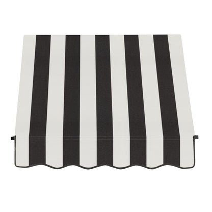Awntech 4.375 ft Santa Fe Fixed Awning Acrylic Fabric, Black/White Stripe
