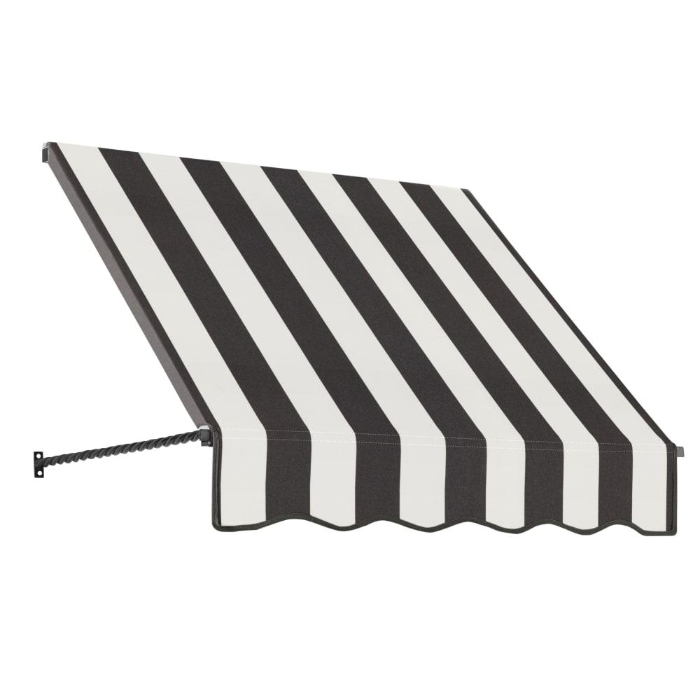 Awntech 4.375 ft Santa Fe Fixed Awning Acrylic Fabric, Black/White Stripe