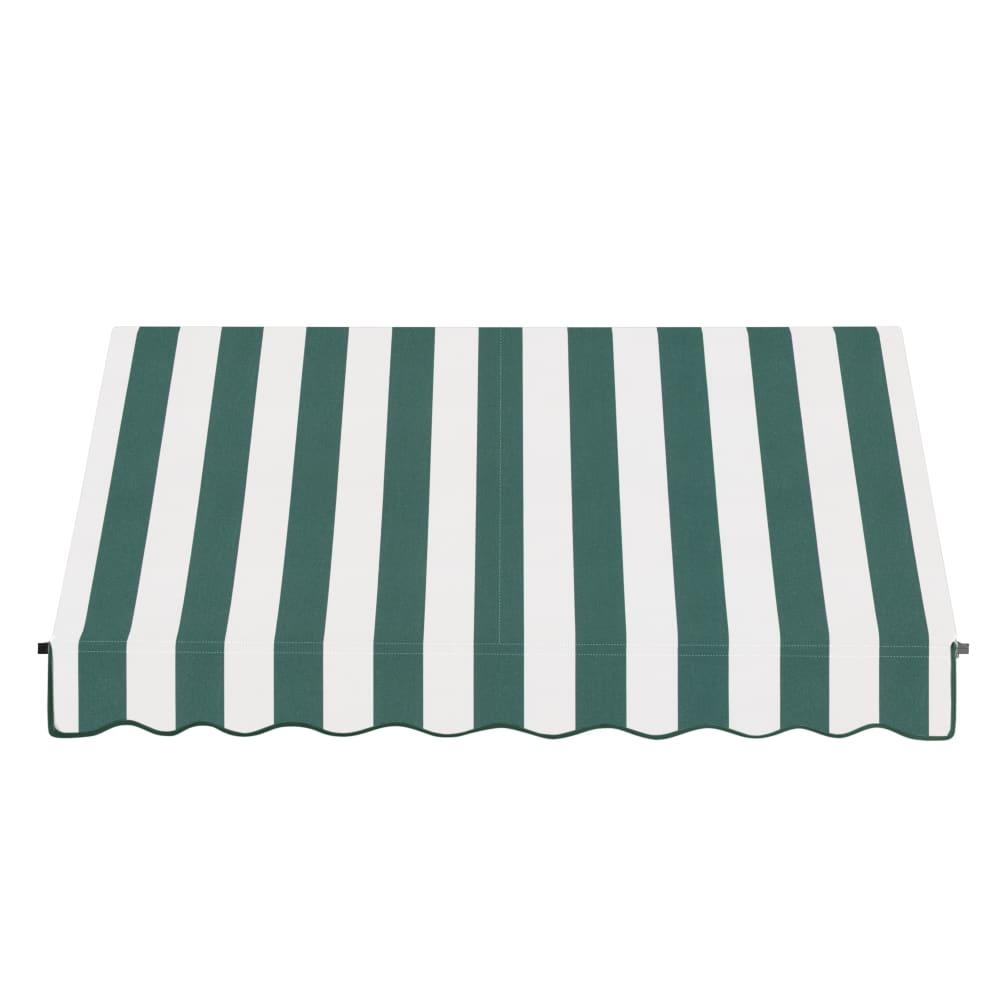 Awntech 7.375 ft Santa Fe Fixed Awning Acrylic Fabric, Forest/White Stripe