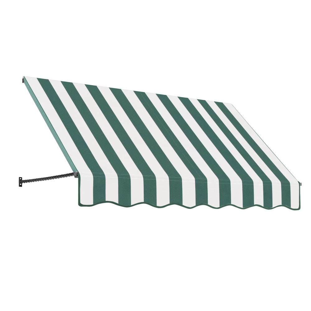 Awntech 7.375 ft Santa Fe Fixed Awning Acrylic Fabric, Forest/White Stripe