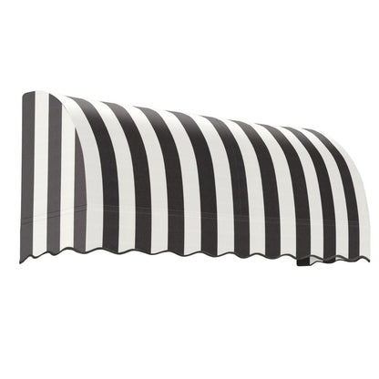 Awntech 8.375 ft Savannah Fixed Awning Acrylic Fabric, Black/White Stripe