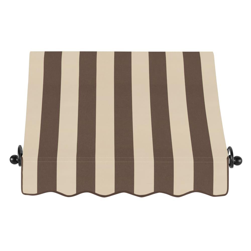 Awntech 3.375 ft Charleston Fixed Awning Acrylic Fabric, Brown/Tan Stripe