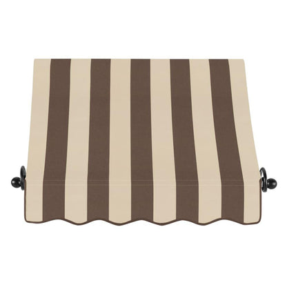 Awntech 3.375 ft Charleston Fixed Awning Acrylic Fabric, Brown/Tan Stripe