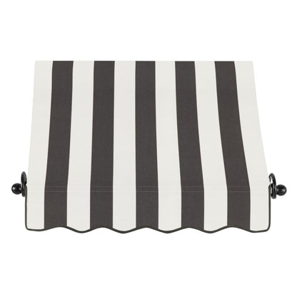 Awntech 3.375 ft Charleston Fixed Awning Acrylic Fabric, Black/White Stripe