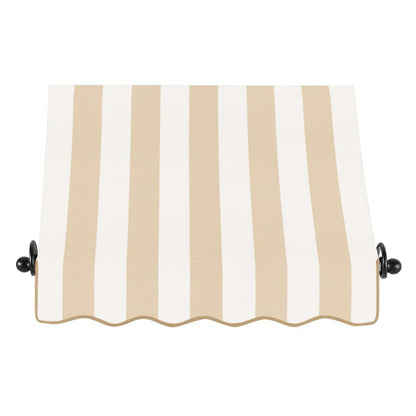 Awntech 3.375 ft Charleston Fixed Awning Acrylic Fabric, Linen/White Stripe
