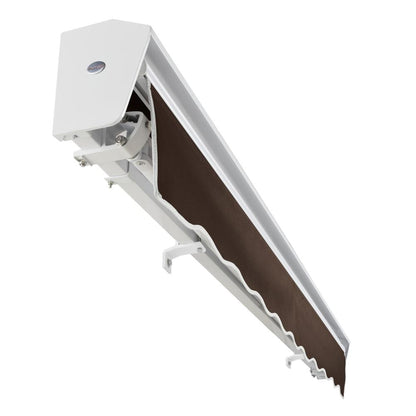 14' x 10' Destin Right Motor Right Motorized Patio Retractable Awning, Brown