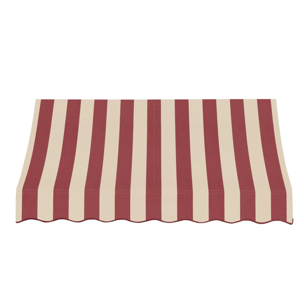 Awntech 8.375 ft Nantucket Fixed Awning Acrylic Fabric, Burgundy/Tan Stripe