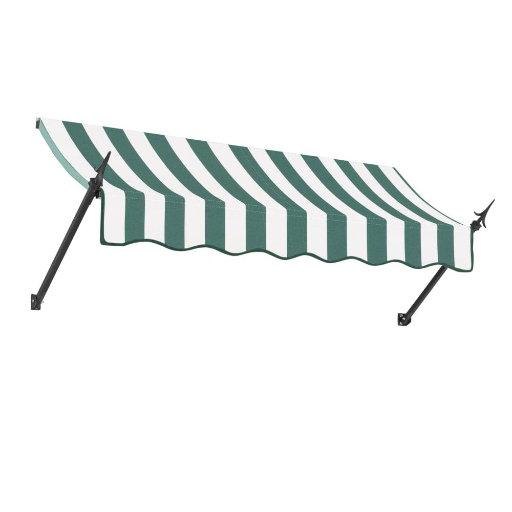 Awntech 7.375 ft New Orleans Fixed Awning Acrylic Fabric, Forest/White Stripe
