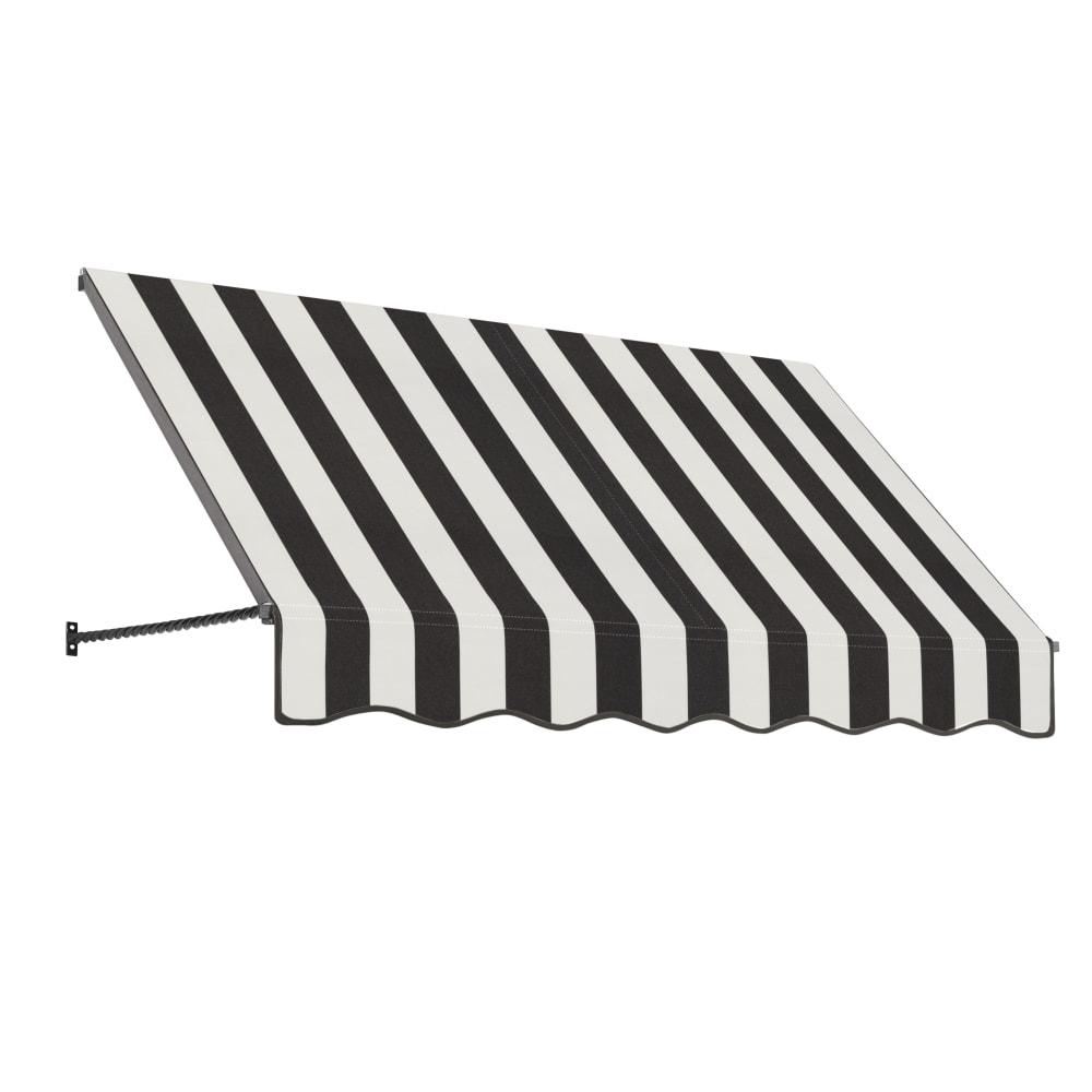 Awntech 8.375 ft Santa Fe Fixed Awning Acrylic Fabric, Black/White Stripe