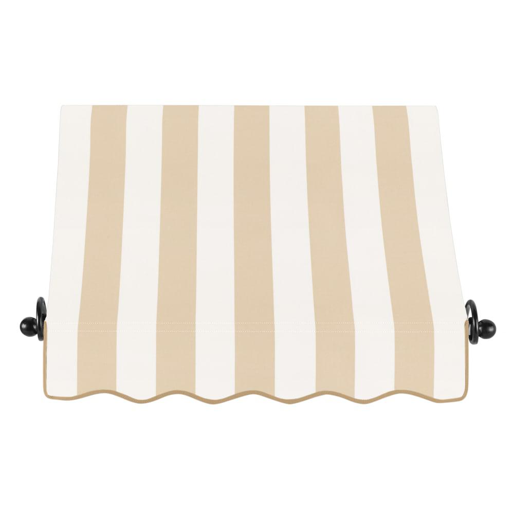 Awntech 4.375 ft Charleston Fixed Awning Acrylic Fabric, Linen/White Stripe